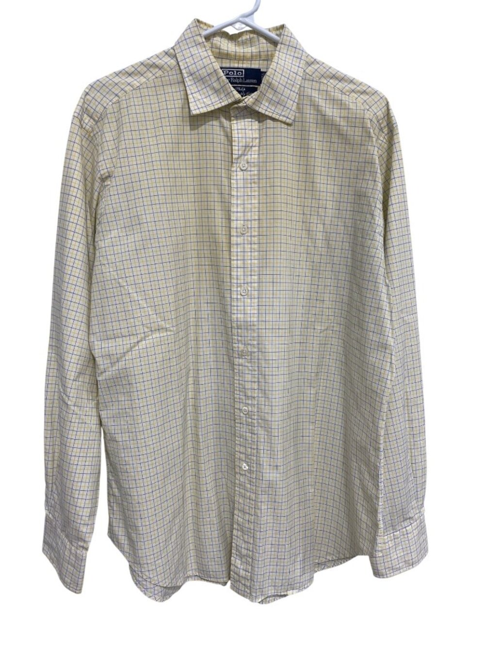 Polo By Ralph Lauren Shirt 16.5-35 Plaid Button Front Two Ply Cotton Academia